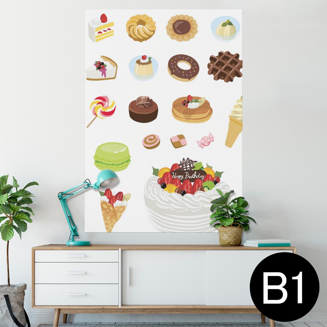 ポスター ウォールステッカー シール式ステッカー 飾り 728×1030mm B1 写真 フォト 壁 インテリア おしゃれ 剥がせる wall sticker poster 009489 デザート カラフル マカロン