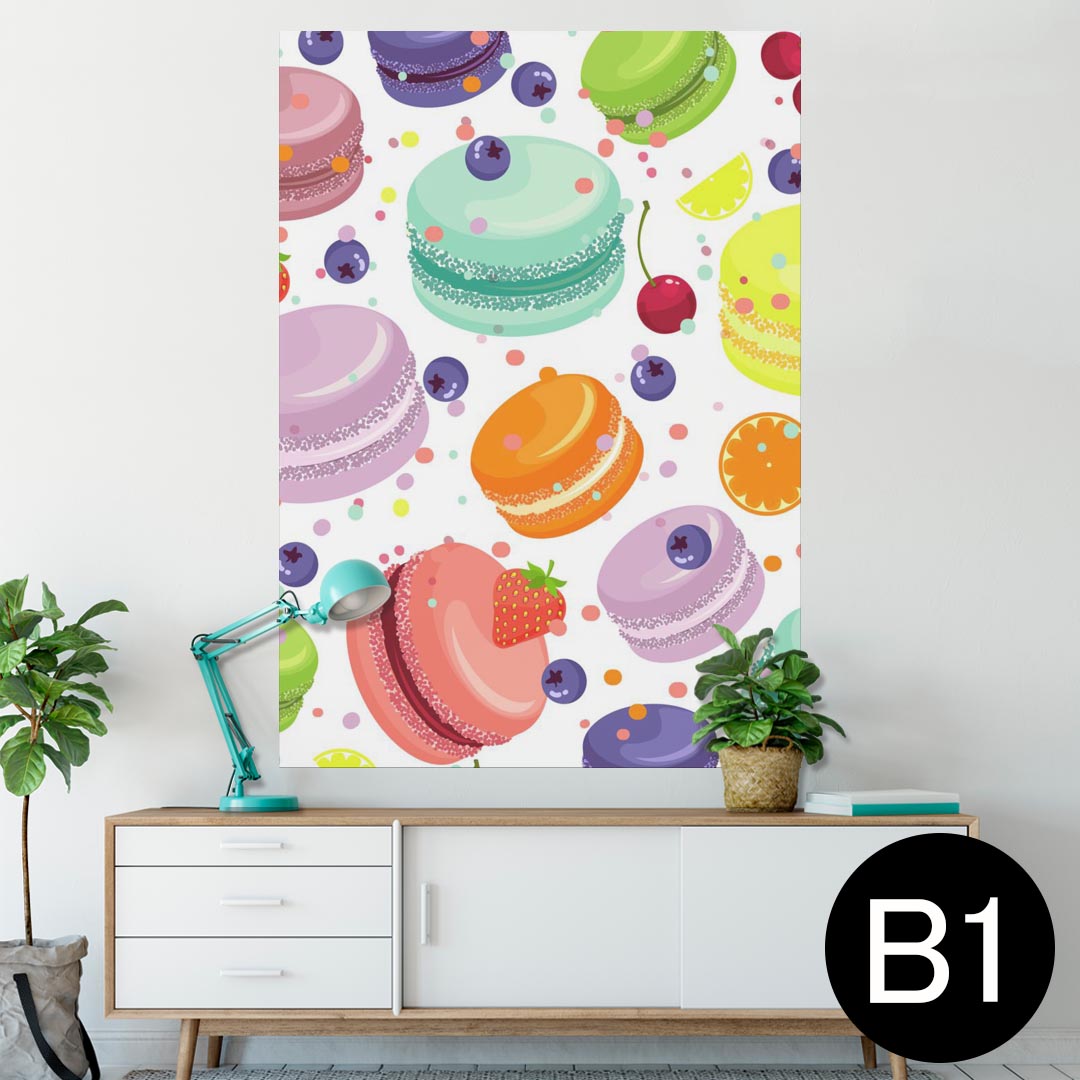 ポスター ウォールステッカー シール式ステッカー 飾り 728×1030mm B1 写真 フォト 壁 インテリア おしゃれ 剥がせる wall sticker poster 009741 デザート マカロン カラフル