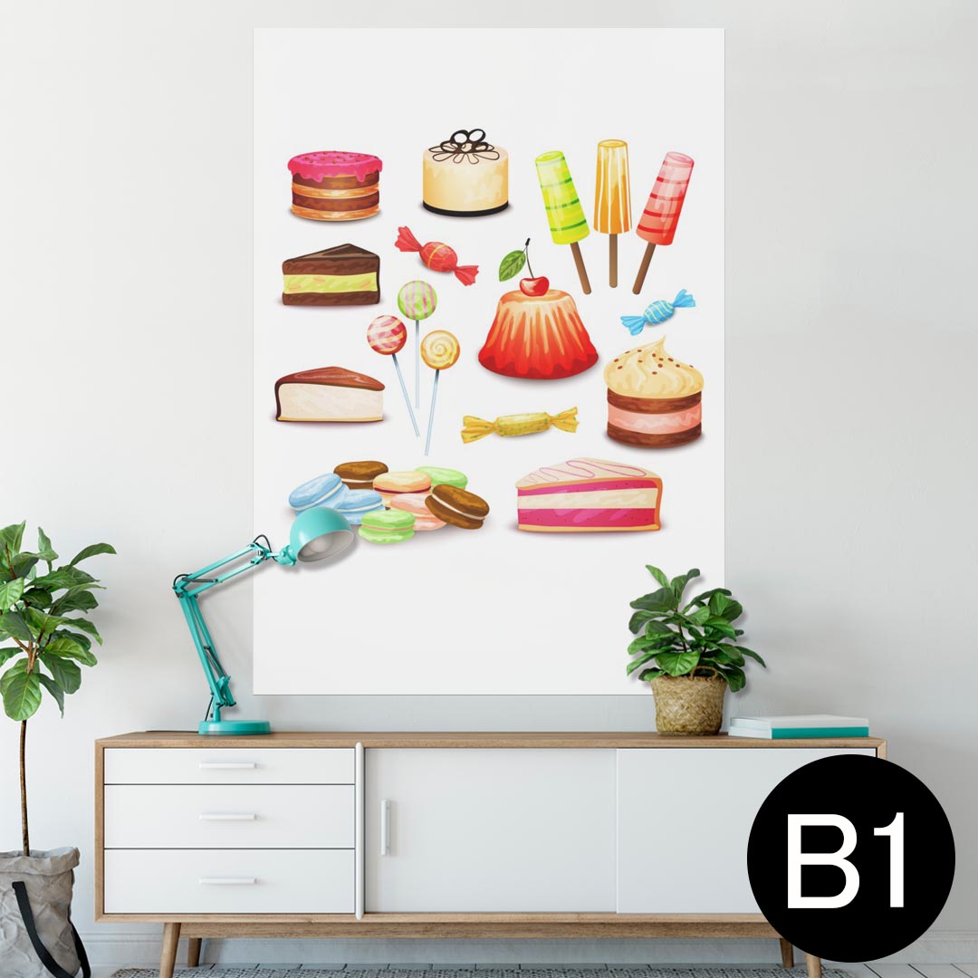 ポスター ウォールステッカー シール式ステッカー 飾り 728×1030mm B1 写真 フォト 壁 インテリア おしゃれ 剥がせる wall sticker poster 009762 デザート マカロン カラフル