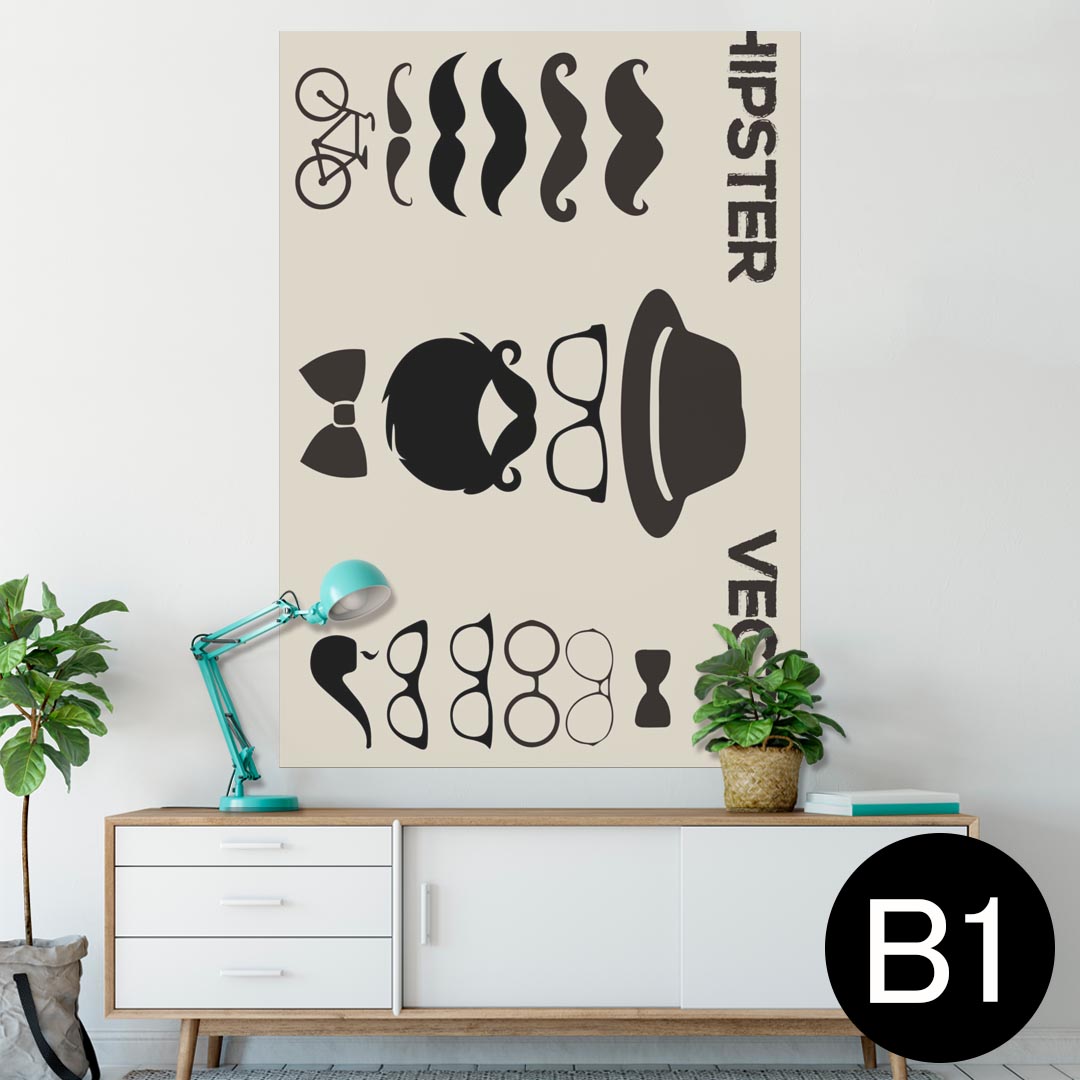 ポスター ウォールステッカー シール式ステッカー 飾り 728×1030mm B1 写真 フォト 壁 インテリア おしゃれ 　剥がせる wall sticker poster 010269 ひげ　黒　シンプル