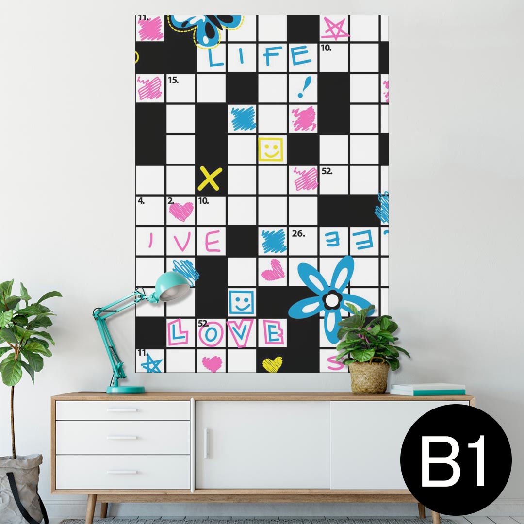 ポスター ウォールステッカー シール式ステッカー 飾り 728×1030mm B1 写真 フォト 壁 インテリア おしゃれ 　剥がせる wall sticker poster 011765 英語　クロスワード　花