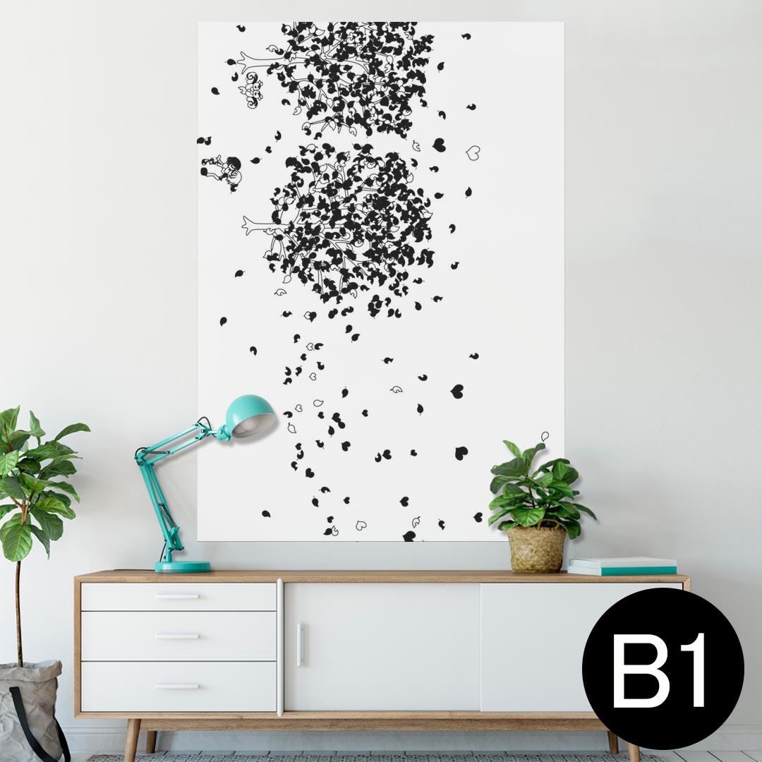 ポスター ウォールステッカー シール式ステッカー 飾り 728×1030mm B1 写真 フォト 壁 インテリア おしゃれ 　剥がせる wall sticker poster 014685 木　植物　ハート