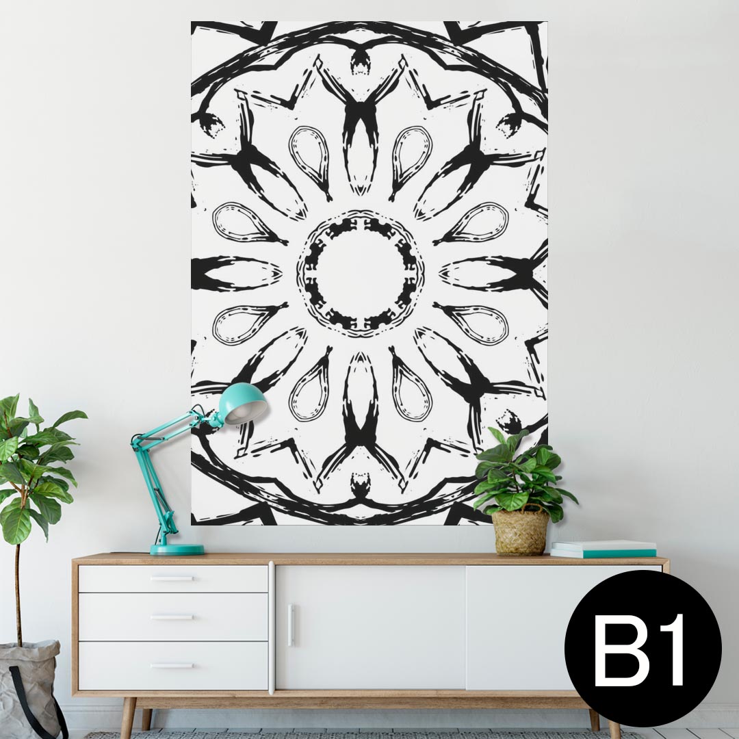 ポスター ウォールステッカー シール式ステッカー 飾り 728×1030mm B1 写真 フォト 壁 インテリア おしゃれ 　剥がせる wall sticker poster 014749 模様　円　白黒