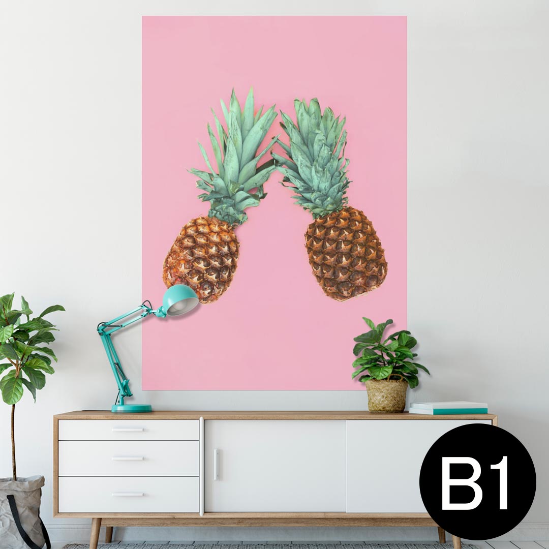 ポスター ウォールステッカー シール式ステッカー 飾り 728×1030mm B1 写真 フォト 壁 インテリア おしゃれ 　剥がせる wall sticker poster 014882 パイナップル　夏　ピンク　食べ物　果物