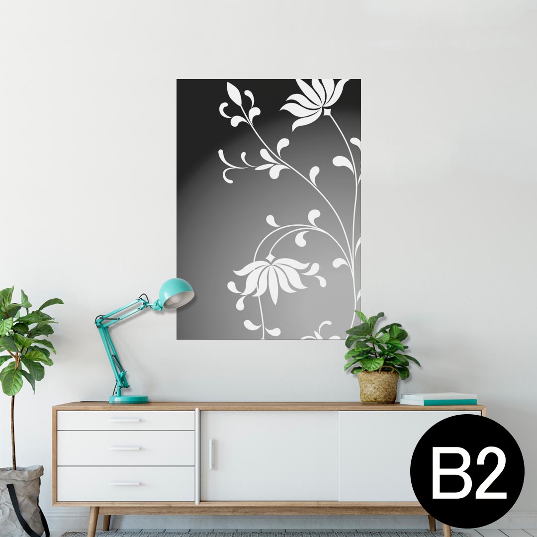 ポスター ウォールステッカー シール式ステッカー 飾り 515×728mm B2 写真 フォト 壁 インテリア おしゃれ 剥がせる wall sticker poster 000079 黒 花 シンプル