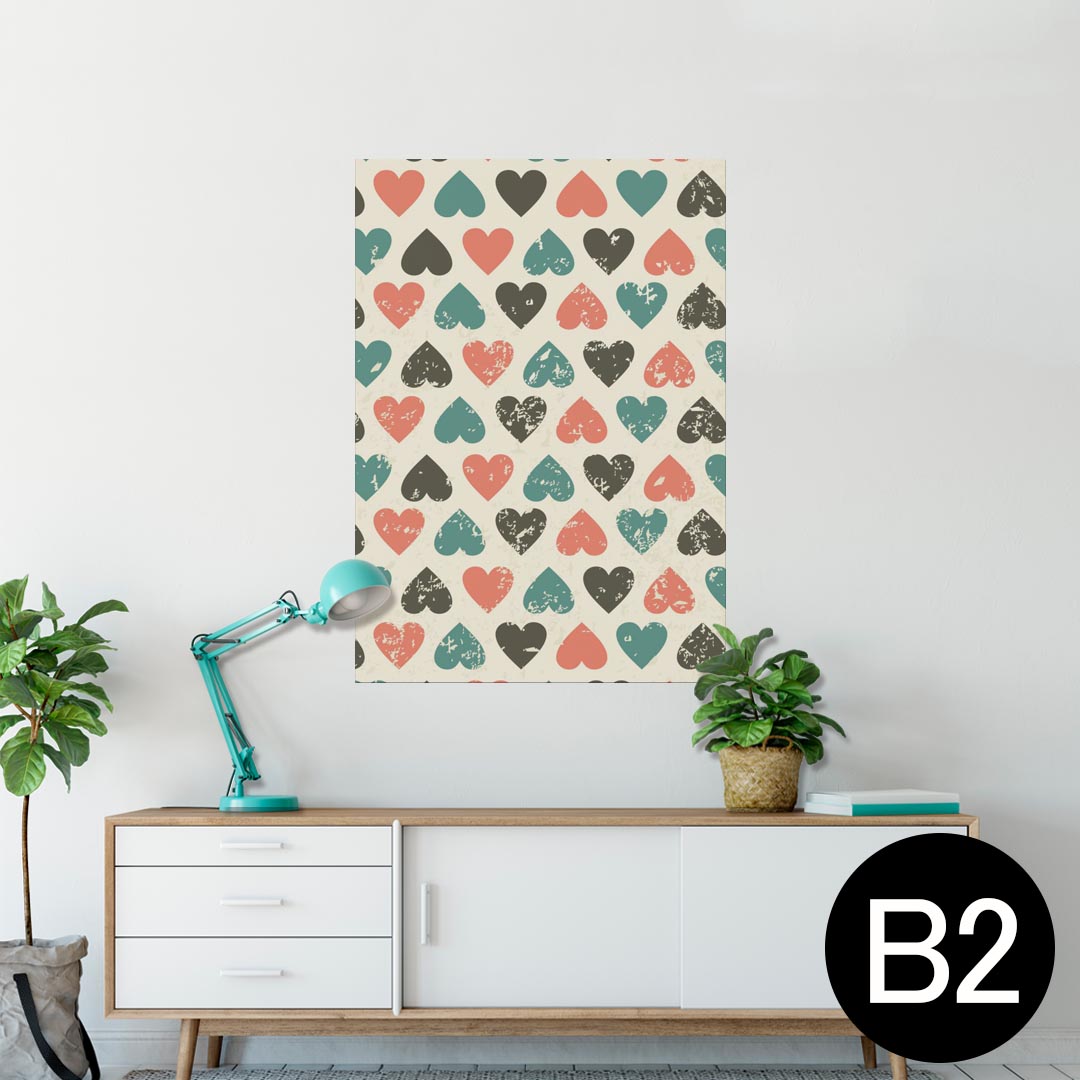 ポスター ウォールステッカー シール式ステッカー 飾り 515×728mm B2 写真 フォト 壁 インテリア おしゃれ 剥がせる wall sticker poster 000232 ハート 模様