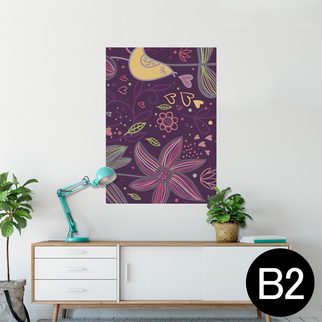 ポスター ウォールステッカー シール式ステッカー 飾り 515×728mm B2 写真 フォト 壁 インテリア おしゃれ 剥がせる wall sticker poster 000374 花　イラスト　かわいい