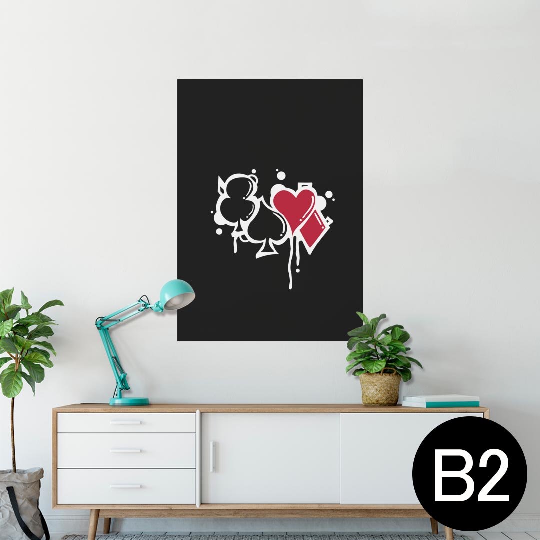 ポスター ウォールステッカー シール式ステッカー 飾り 515×728mm B2 写真 フォト 壁 インテリア おしゃれ 剥がせる wall sticker poster 001528 クローバー　トランプ