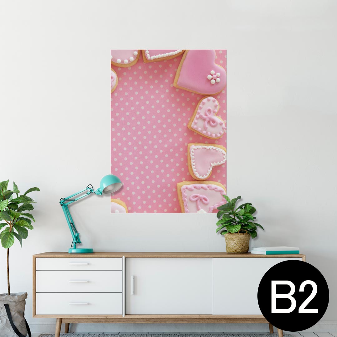 ポスター ウォールステッカー シール式ステッカー 飾り 515×728mm B2 写真 フォト 壁 インテリア おしゃれ 剥がせる wall sticker poster 002632 ハート　ピンク　写真