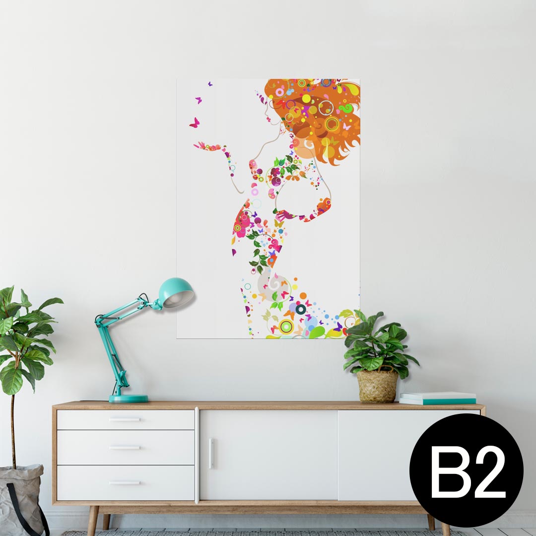 ポスター ウォールステッカー シール式ステッカー 飾り 515×728mm B2 写真 フォト 壁 インテリア おしゃれ 剥がせる wall sticker poster 002638 カラフル　人物　イラスト
