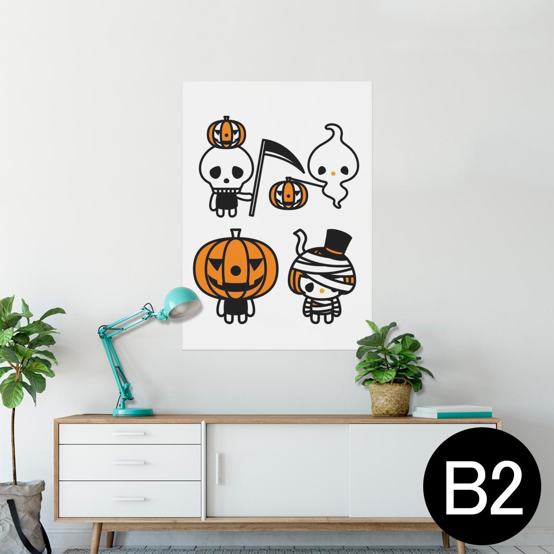ポスター ウォールステッカー シール式ステッカー 飾り 515×728mm B2 写真 フォト 壁 インテリア おしゃれ 剥がせる wall sticker poster 003307 ハロウィン　キャラクター