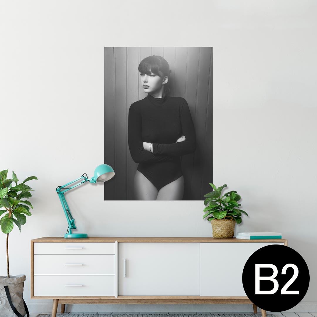 ポスター ウォールステッカー シール式ステッカー 飾り 515×728mm B2 写真 フォト 壁 インテリア おしゃれ 剥がせる wall sticker poster 023675 人物　女性　モノクロ
