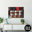 ポスター ウォールステッカー シール式ステッカー 飾り 515×728mm B2 写真 フォト 壁 インテリア おしゃれ 剥がせる wall sticker poster 025656 スイーツ パフェ いちご