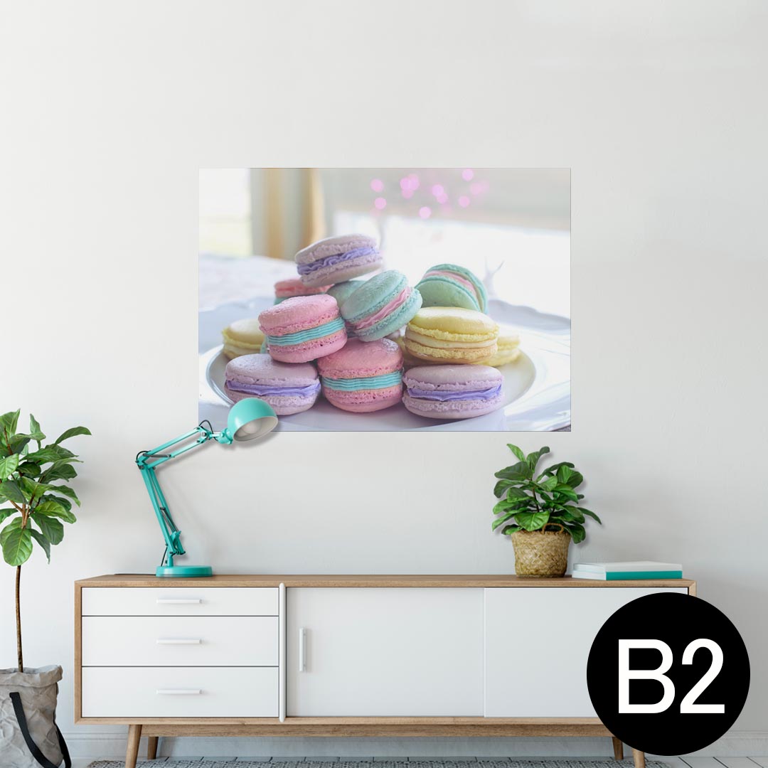 ポスター ウォールステッカー シール式ステッカー 飾り 515×728mm B2 写真 フォト 壁 インテリア おしゃれ 剥がせる wall sticker poster 025843 スイーツ マカロン カラフル パステルカラー