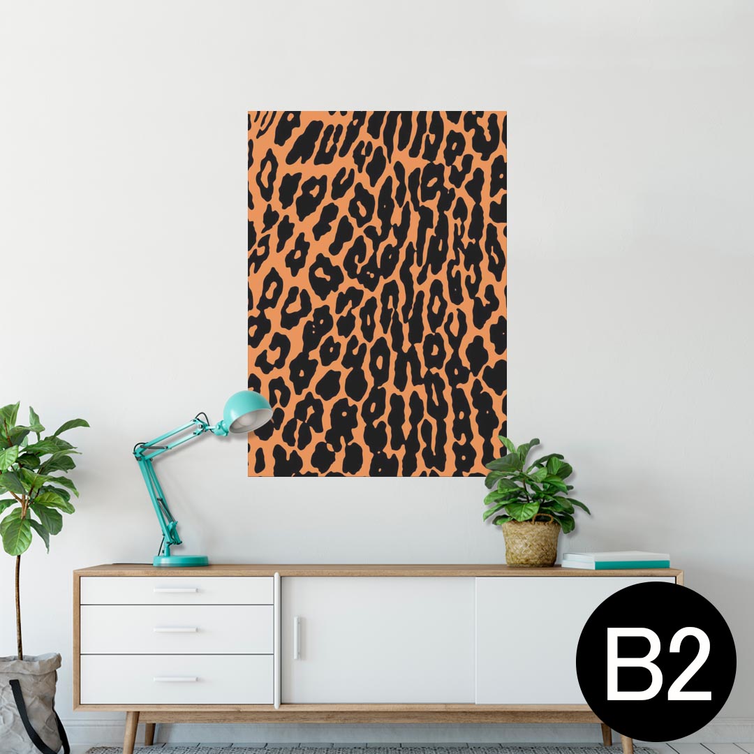 ポスター ウォールステッカー シール式ステッカー 飾り 515×728mm B2 写真 フォト 壁 インテリア おしゃれ 剥がせる wall sticker poster 005077 ヒョウ柄　オレンジ　黒