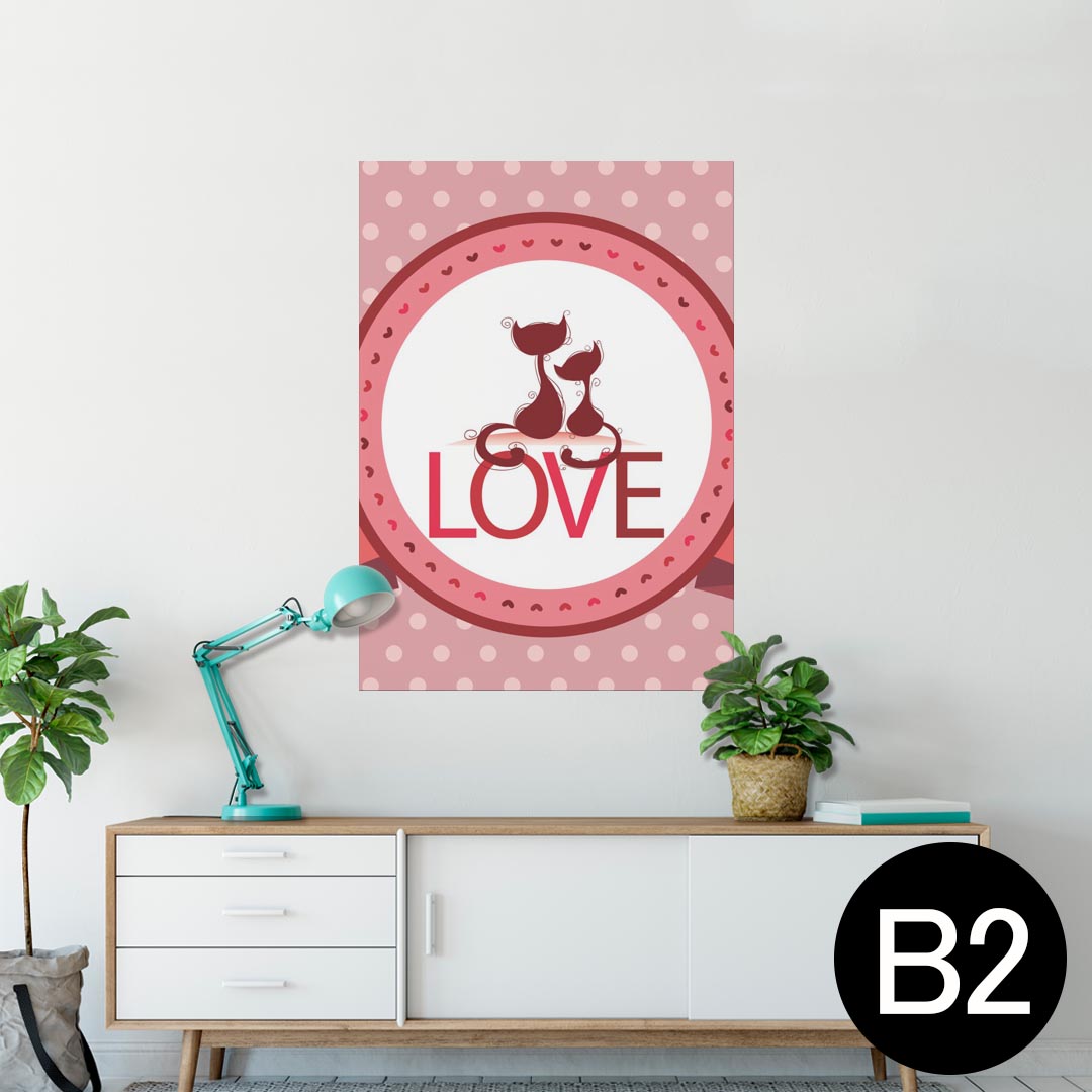 ポスター ウォールステッカー シール式ステッカー 飾り 515×728mm B2 写真 フォト 壁 インテリア おしゃれ 剥がせる wall sticker poster 005802 動物　水玉　ハート