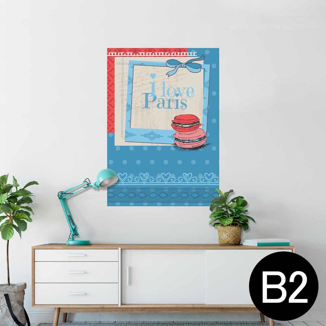 ポスター ウォールステッカー シール式ステッカー 飾り 515×728mm B2 写真 フォト 壁 インテリア おしゃれ 剥がせる wall sticker poster 006160 マカロン 青 ブルー