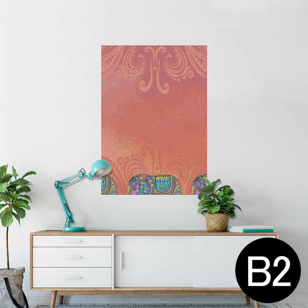 ポスター ウォールステッカー シール式ステッカー 飾り 515×728mm B2 写真 フォト 壁 インテリア おしゃれ 剥がせる wall sticker poster 006189 象　イラスト