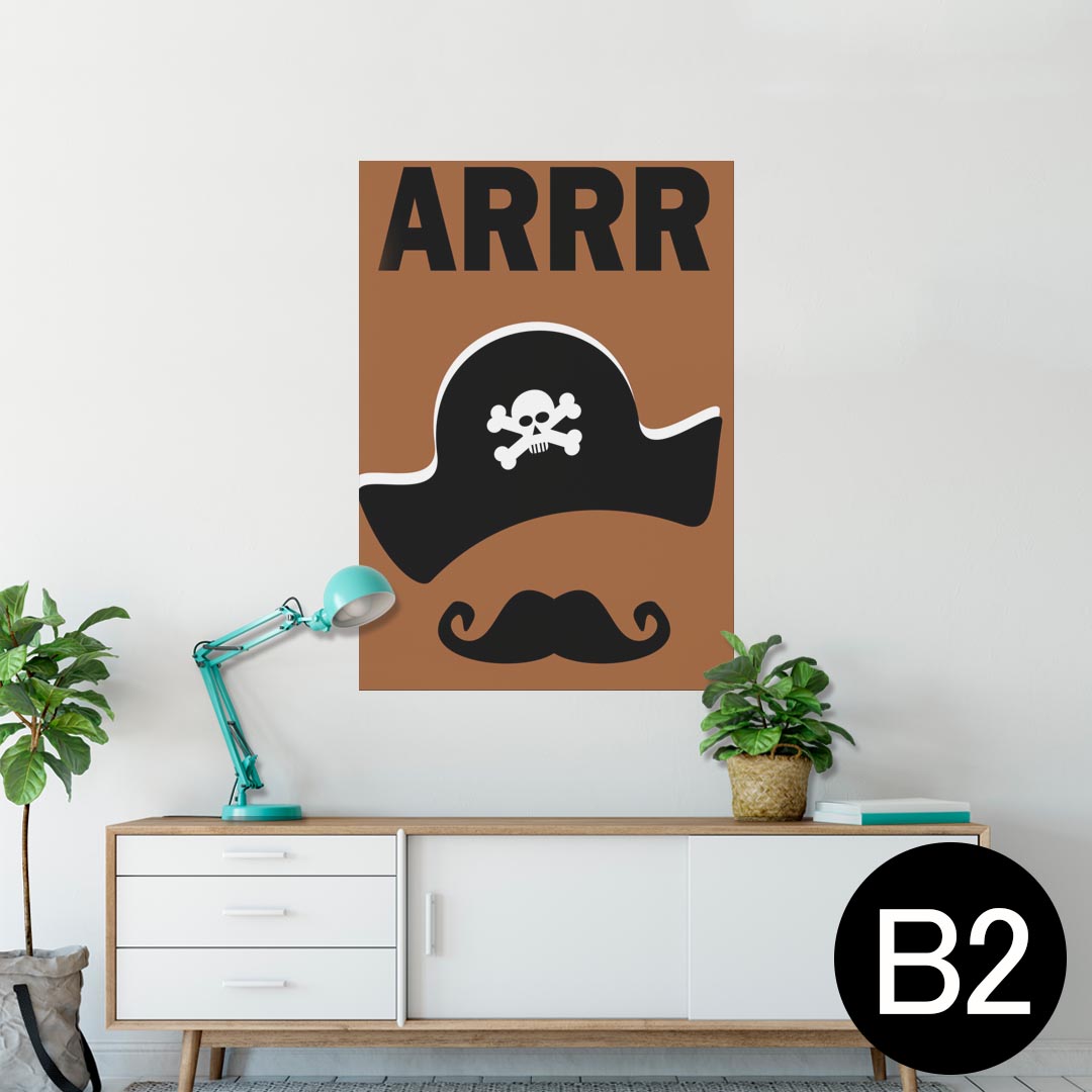 ポスター ウォールステッカー シール式ステッカー 飾り 515×728mm B2 写真 フォト 壁 インテリア おしゃれ 剥がせる wall sticker poster 006253 海賊　イラスト