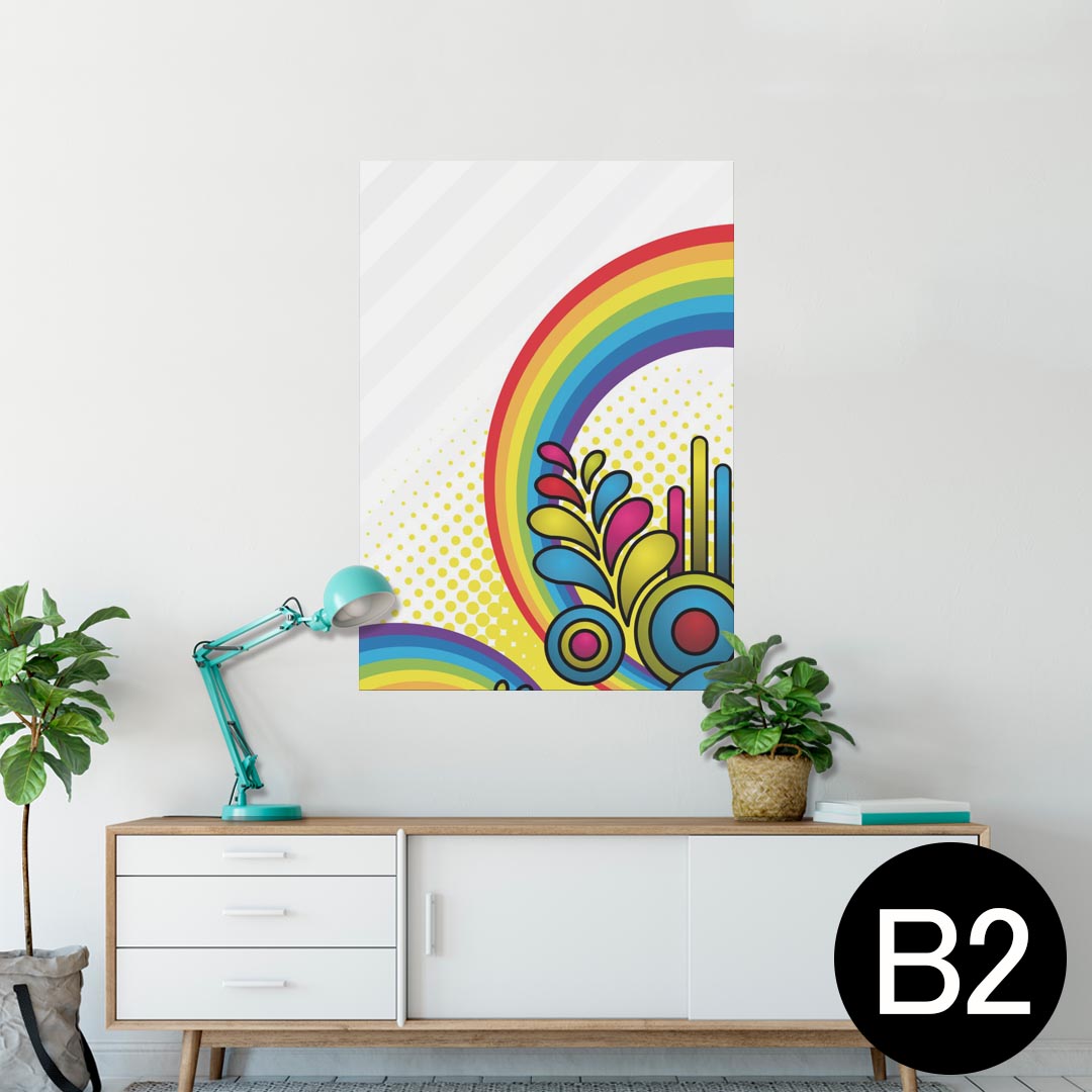 ポスター ウォールステッカー シール式ステッカー 飾り 515×728mm B2 写真 フォト 壁 インテリア おしゃれ 剥がせる wall sticker poster 007564 カラフル　レインボー　植物