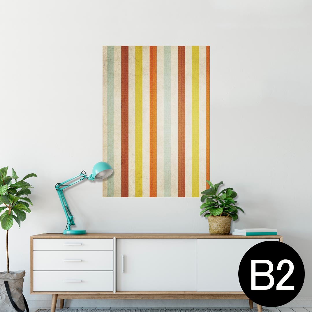 ポスター ウォールステッカー シール式ステッカー 飾り 515×728mm B2 写真 フォト 壁 インテリア おしゃれ 剥がせる wall sticker poster 007740 ストライプ　カラフル　レトロ　模様