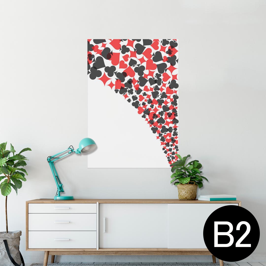 ポスター ウォールステッカー シール式ステッカー 飾り 515×728mm B2 写真 フォト 壁 インテリア おしゃれ 剥がせる wall sticker poster 007820 赤　レッド　黒　ブラック　トランプ