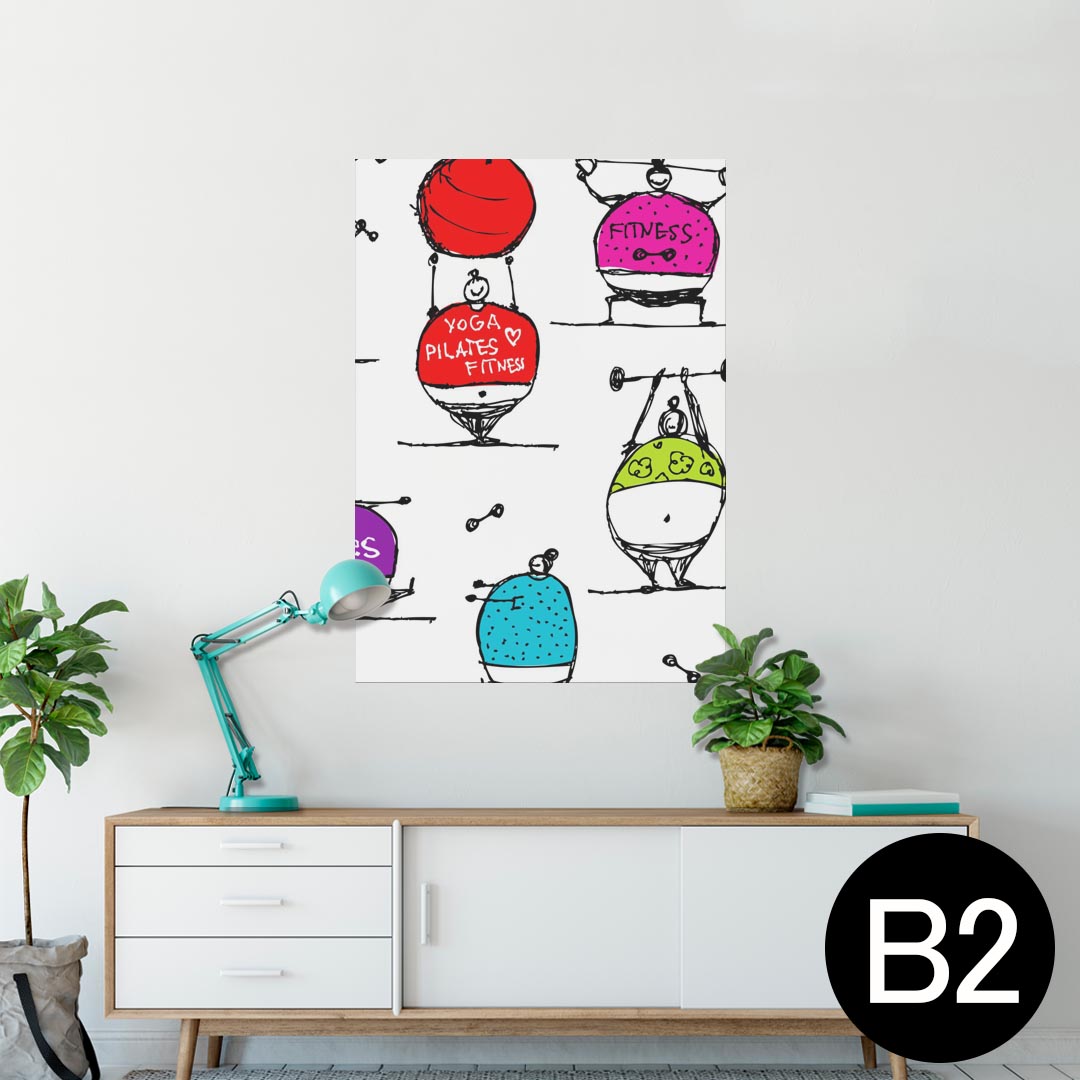 ポスター ウォールステッカー シール式ステッカー 飾り 515×728mm B2 写真 フォト 壁 インテリア おしゃれ 剥がせる wall sticker poster 008610 イラスト　カラフル　人物　ダイエット