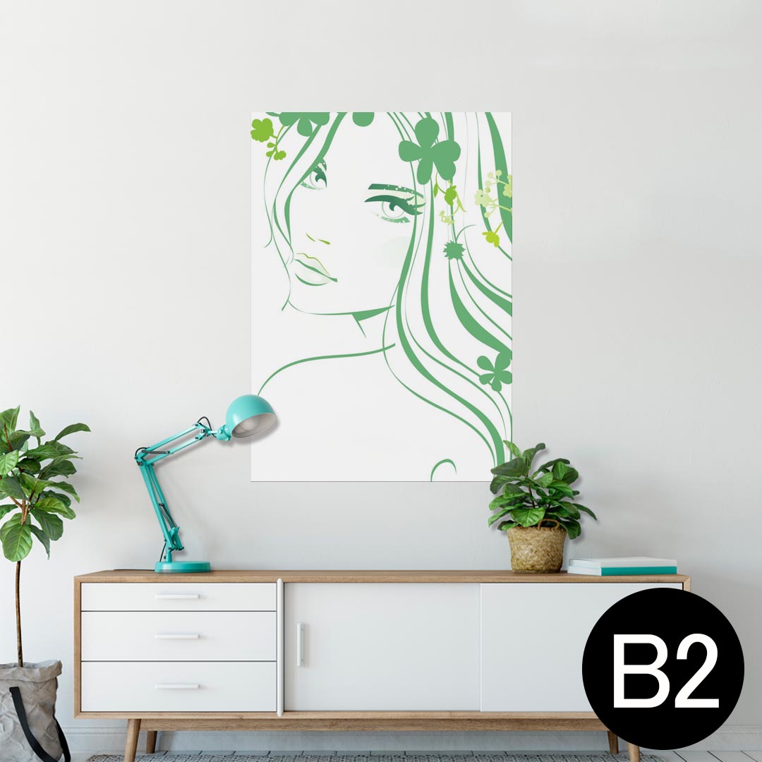 ポスター ウォールステッカー シール式ステッカー 飾り 515×728mm B2 写真 フォト 壁 インテリア おしゃれ 剥がせる wall sticker poster 009149 植物　イラスト　人物