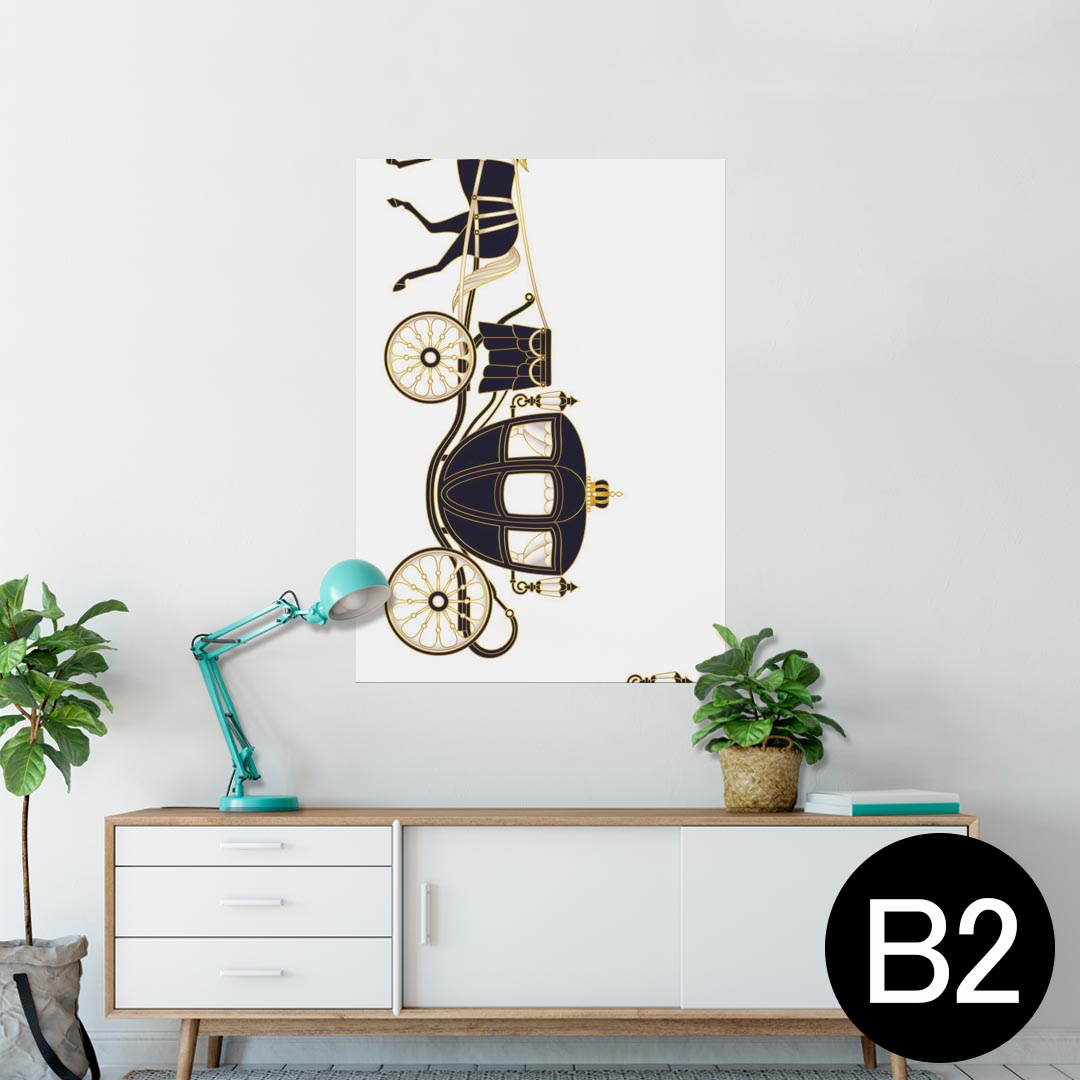 ポスター ウォールステッカー シール式ステッカー 飾り 515×728mm B2 写真 フォト 壁 インテリア おしゃれ 剥がせる wall sticker poster 009569 馬　馬車　アンティーク