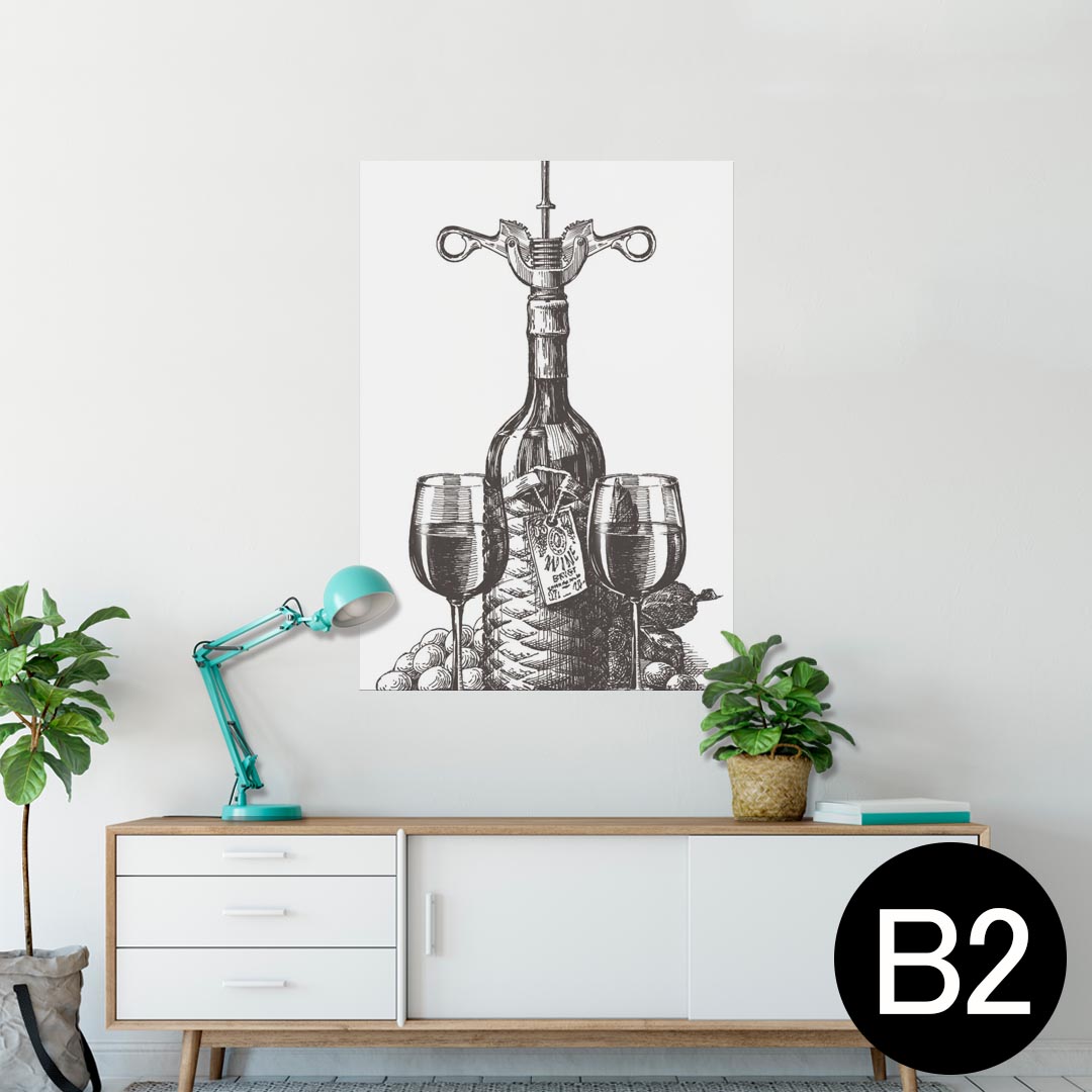 ポスター ウォールステッカー シール式ステッカー 飾り 515×728mm B2 写真 フォト 壁 インテリア おしゃれ 剥がせる wall sticker poster 009577 アンティーク ワイン モノクロ