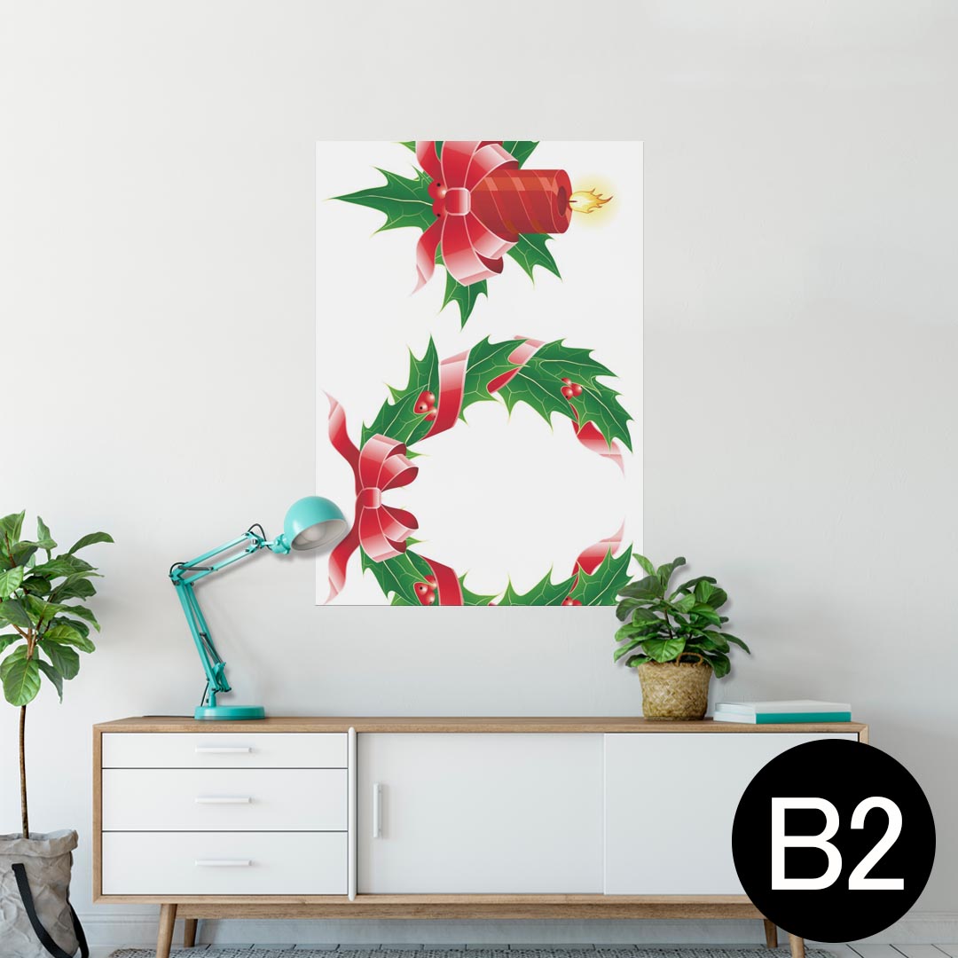 ポスター ウォールステッカー シール式ステッカー 飾り 515×728mm B2 写真 フォト 壁 インテリア おしゃれ 剥がせる wall sticker poster 009935 クリスマス　リース　リボン