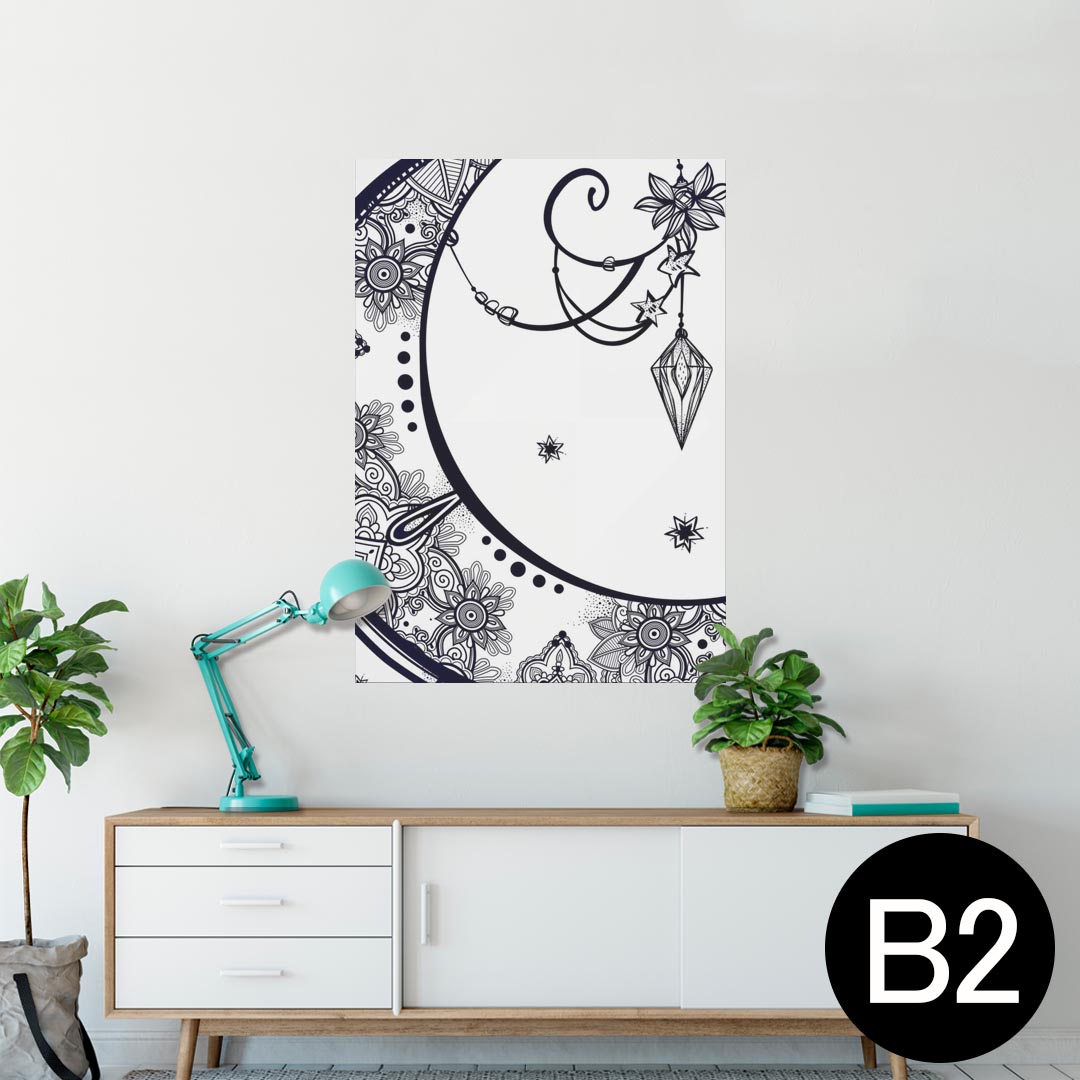 ポスター ウォールステッカー シール式ステッカー 飾り 515×728mm B2 写真 フォト 壁 インテリア おしゃれ 剥がせる wall sticker poster 010254 月　　イラスト