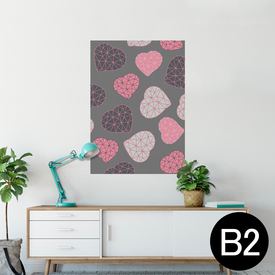 ポスター ウォールステッカー シール式ステッカー 飾り 515×728mm B2 写真 フォト 壁 インテリア おしゃれ 剥がせる wall sticker poster 010574 模様　グレー　ピンク