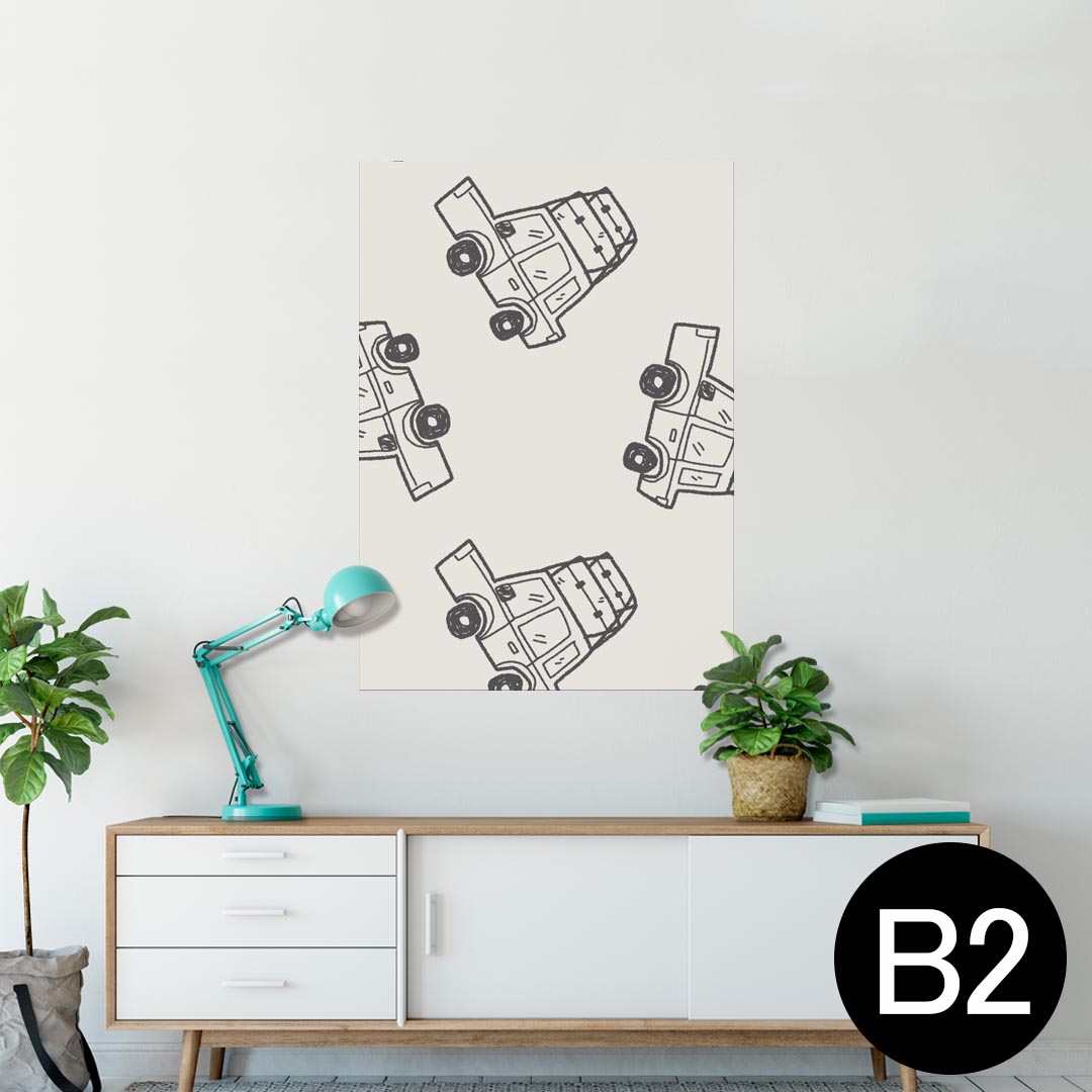 ポスター ウォールステッカー シール式ステッカー 飾り 515×728mm B2 写真 フォト 壁 インテリア おしゃれ 剥がせる wall sticker poster 010668 車 イラスト 白