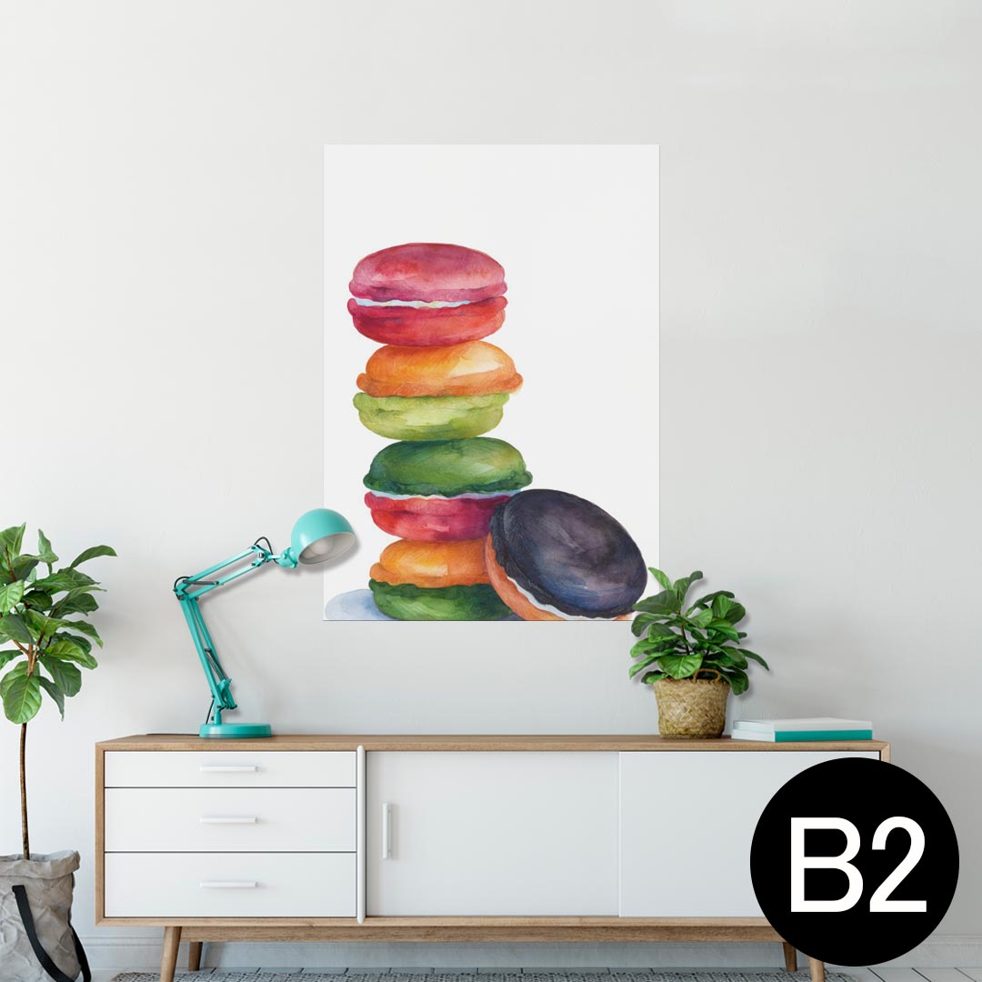 ポスター ウォールステッカー シール式ステッカー 飾り 515×728mm B2 写真 フォト 壁 インテリア おしゃれ 剥がせる wall sticker poster 013474 マカロン お菓子 英語