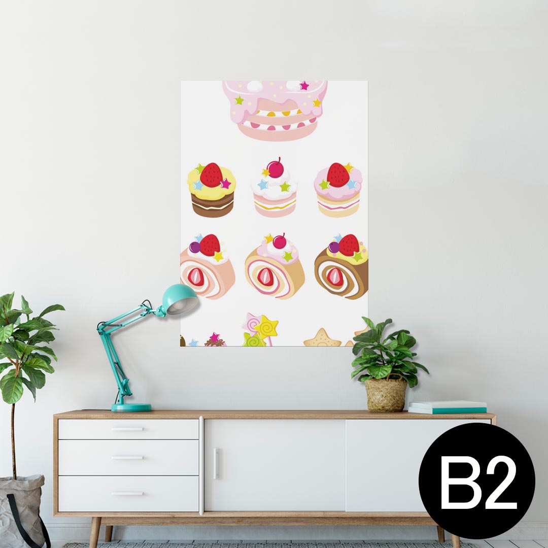 楽天kabeコレポスター ウォールステッカー シール式ステッカー 飾り 515×728mm B2 写真 フォト 壁 インテリア おしゃれ 剥がせる wall sticker poster 013479 ケーキ　お菓子　いちご