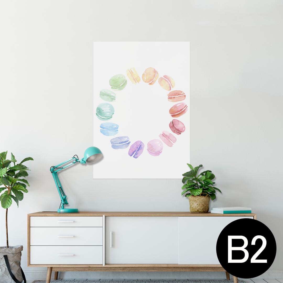 ポスター ウォールステッカー シール式ステッカー 飾り 515×728mm B2 写真 フォト 壁 インテリア おしゃれ 剥がせる wall sticker poster 014377 マカロン スイーツ パステル