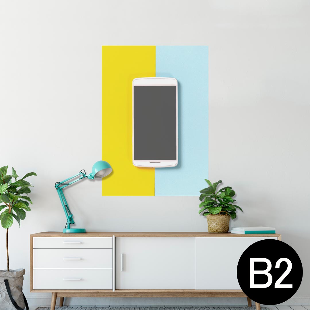 ポスター ウォールステッカー シール式ステッカー 飾り 515×728mm B2 写真 フォト 壁 インテリア おしゃれ 剥がせる wall sticker poster 014669 携帯　青　黄色(3)