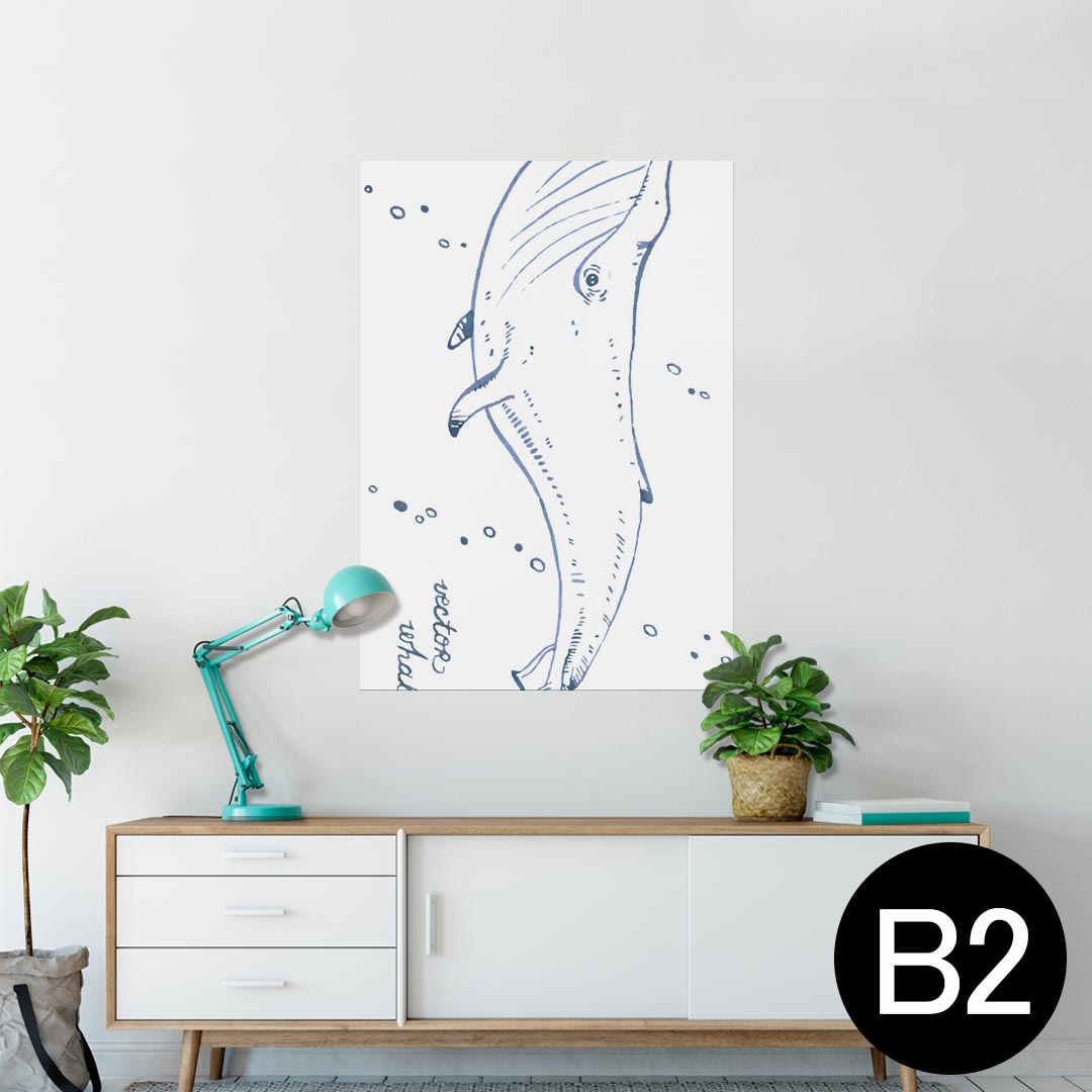 ポスター ウォールステッカー シール式ステッカー 飾り 515×728mm B2 写真 フォト 壁 インテリア おしゃれ 剥がせる wall sticker poster 014742 海 クジラ 生き物