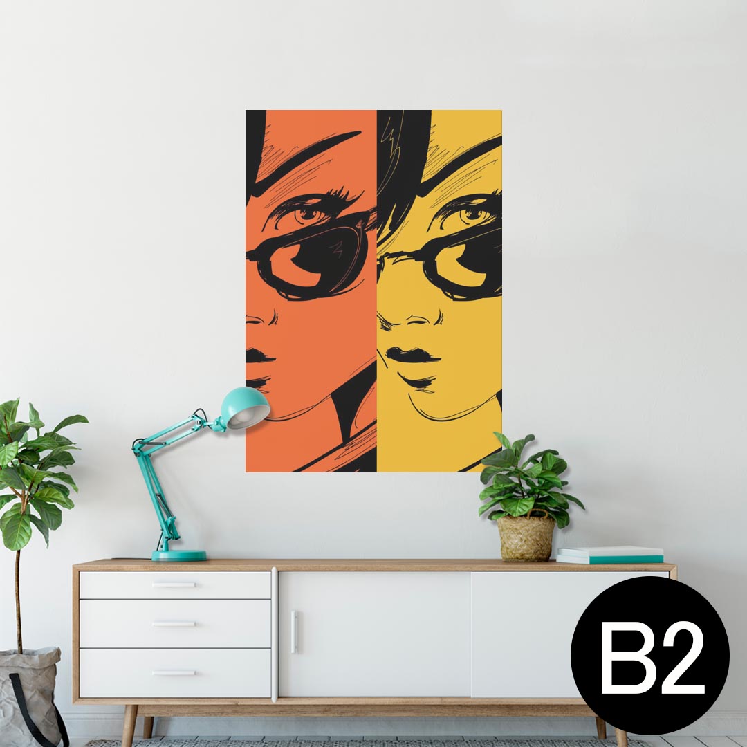 ポスター ウォールステッカー シール式ステッカー 飾り 515×728mm B2 写真 フォト 壁 インテリア おしゃれ 剥がせる wall sticker poster 014971 イラスト　女の子　カラフル