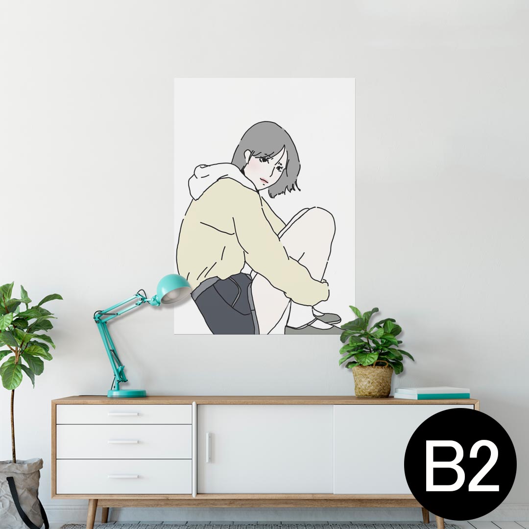 ポスター ウォールステッカー シール式ステッカー 飾り 515×728mm B2 写真 フォト 壁 インテリア おしゃれ 　剥がせる wall sticker poster 016299 女の子　イラスト