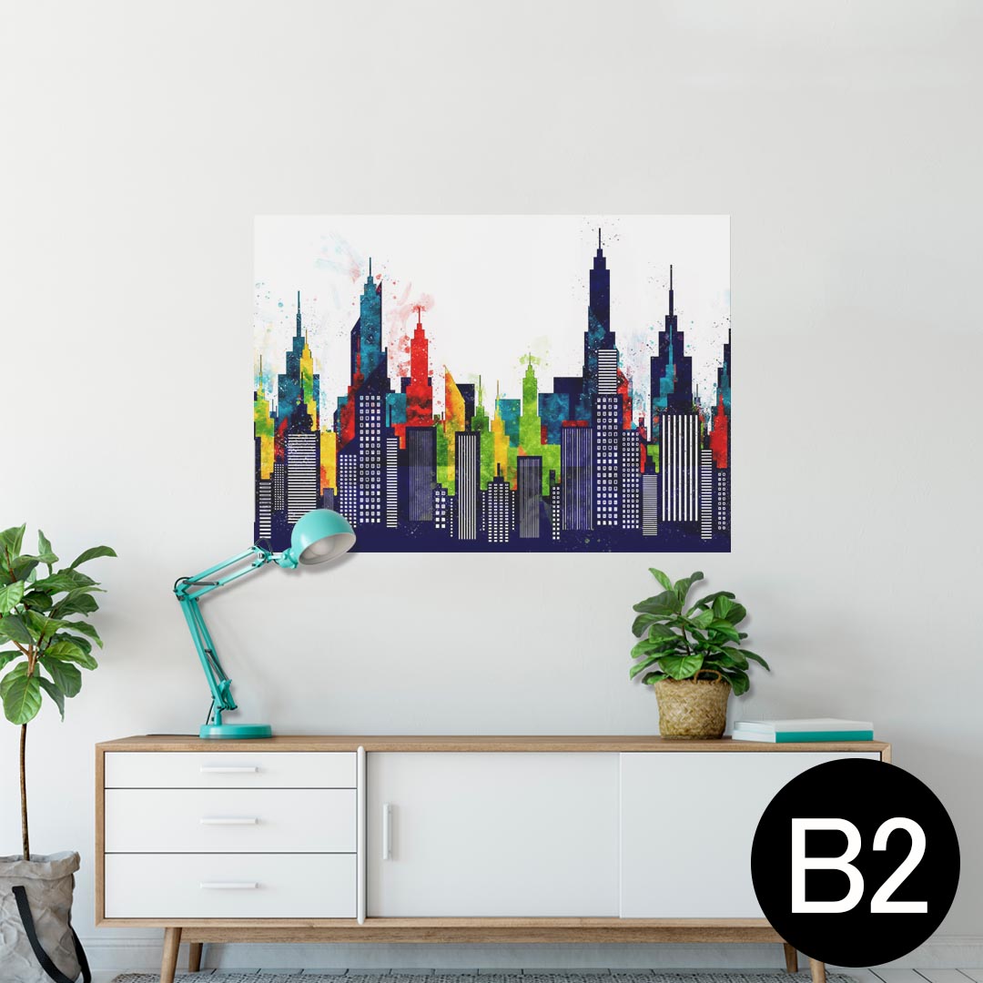 ポスター ウォールステッカー シール式ステッカー 飾り 515×728mm B2 写真 フォト 壁 インテリア おしゃれ 　剥がせる wall sticker poster 016305 街並み　ビル