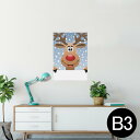 ポスター ウォールステッカー シール式ステッカー 飾り 364×515mm B3 写真 フォト 壁 インテリア おしゃれ 剥がせる wall sticker poster 001139 トナカイ 雪 クリスマス(3)