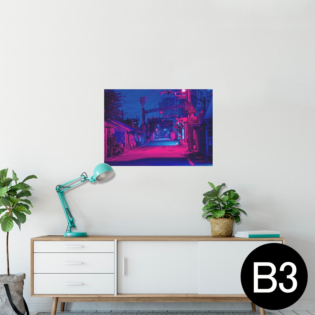ポスター ウォールステッカー シール式ステッカー 飾り 364×515mm B3 写真 フォト 壁 インテリア おしゃれ 剥がせる wall sticker poster 025604 夜 街 風景