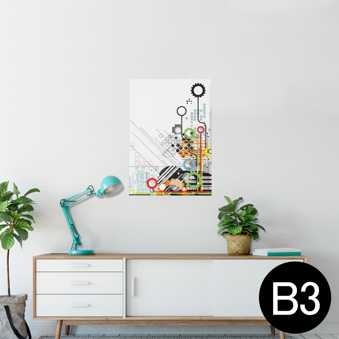 ポスター ウォールステッカー シール式ステッカー 飾り 364×515mm B3 写真 フォト 壁 インテリア おしゃれ 剥がせる wall sticker poster 006186 歯車　カラフル