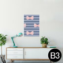 ポスター ウォールステッカー シール式ステッカー 飾り 364×515mm B3 写真 フォト 壁 インテリア おしゃれ 剥がせる wall sticker poster 007415 リボン ボーダー 模様 ピンク