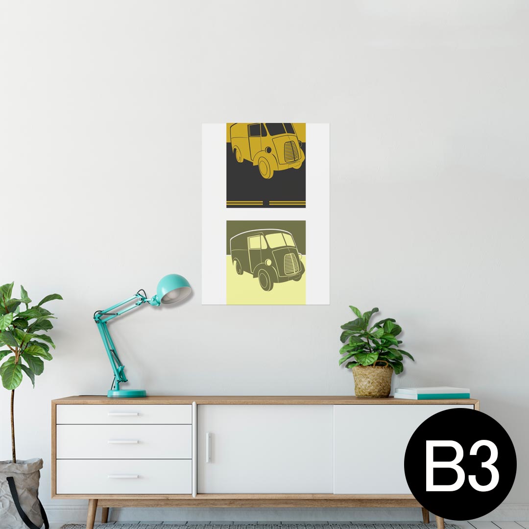 ポスター ウォールステッカー シール式ステッカー 飾り 364×515mm B3 写真 フォト 壁 インテリア おしゃれ 剥がせる wall sticker poster 010340 乗り物 車 黄色 オレンジ