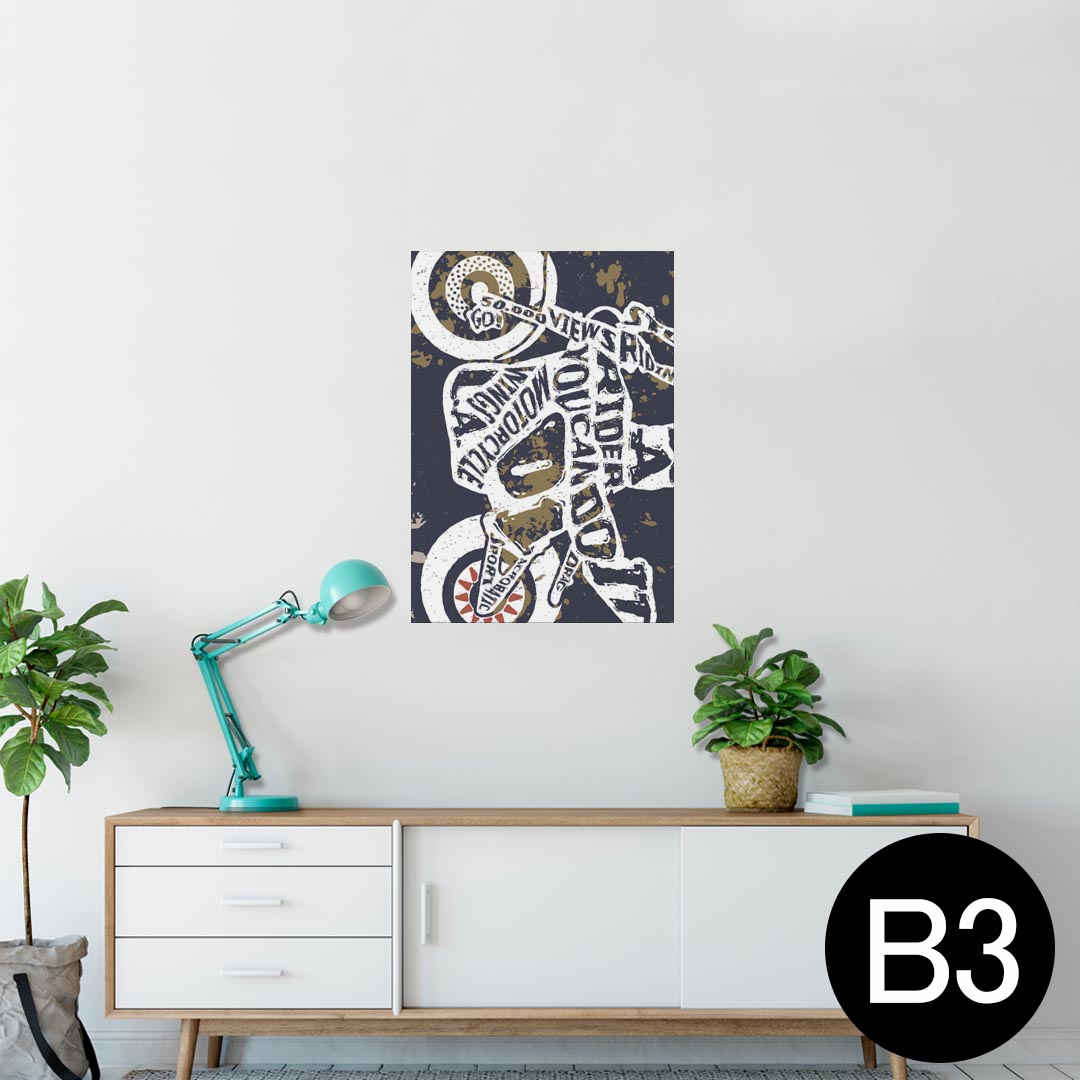 ポスター ウォールステッカー シール式ステッカー 飾り 364×515mm B3 写真 フォト 壁 インテリア おしゃれ 剥がせる wall sticker poster 010389 乗り物　バイク　イラスト
