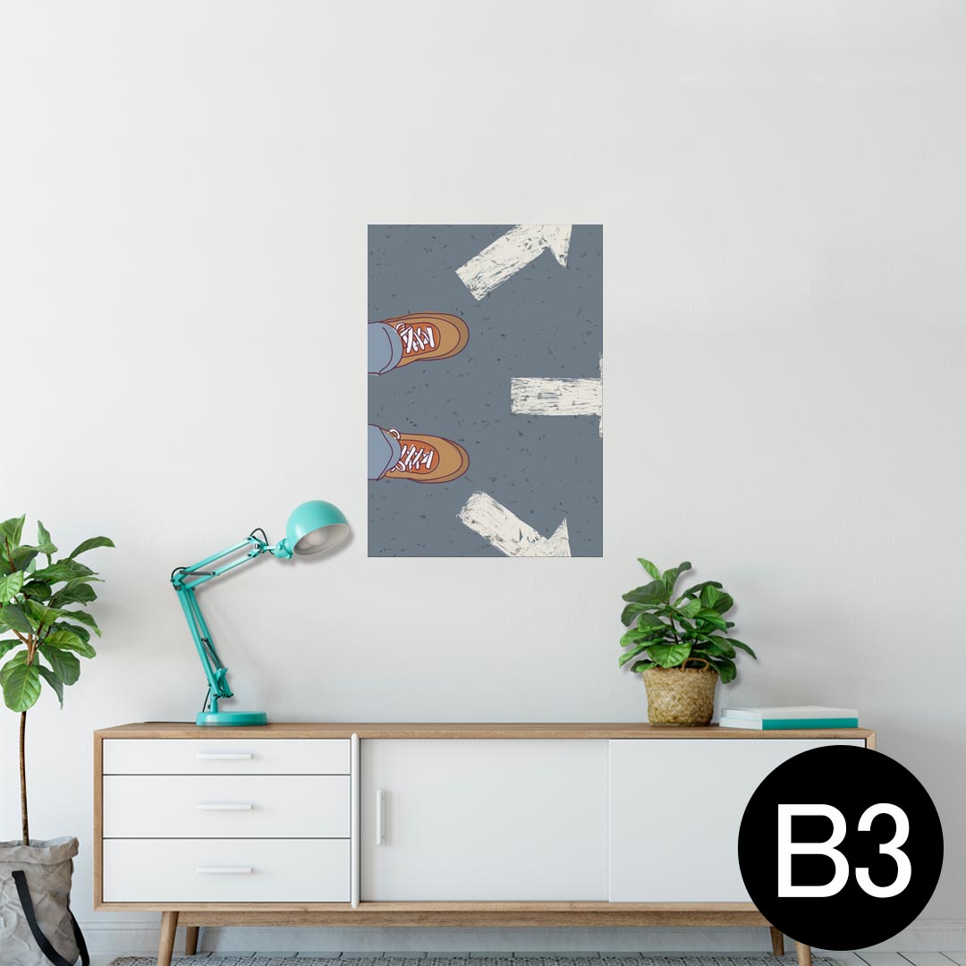 ポスター ウォールステッカー シール式ステッカー 飾り 364×515mm B3 写真 フォト 壁 インテリア おしゃれ 剥がせる wall sticker poster 010999 道路 標識 靴