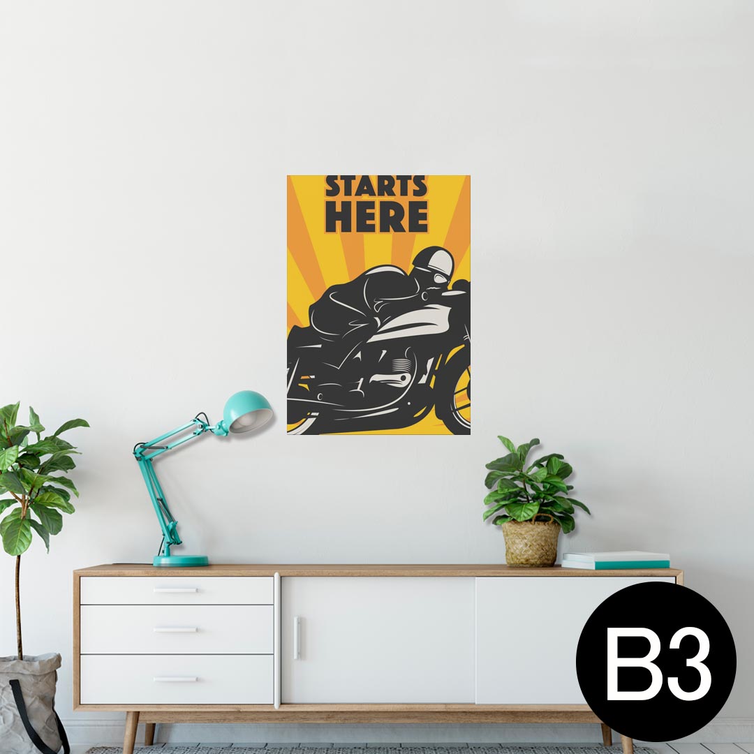 ポスター ウォールステッカー シール式ステッカー 飾り 364×515mm B3 写真 フォト 壁 インテリア おしゃれ 剥がせる wall sticker poster 011209 バイク　乗り物　黄色